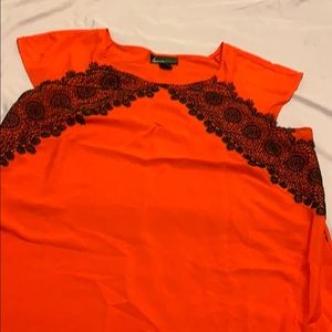 Lane Bryant Red blouse with black lace